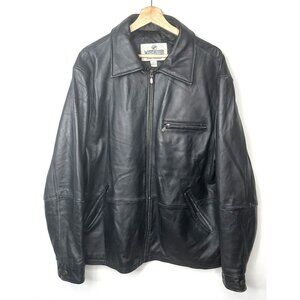Vintage WindRiver Mens Leather Jacket Insulated Lining Full Zip Black Sz Large